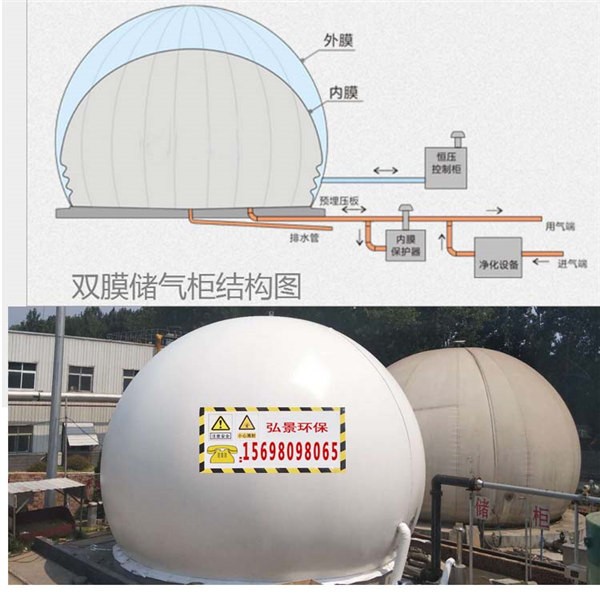 沼气储气柜沼气用不完收集储存设备尺寸 膜材厚度定制