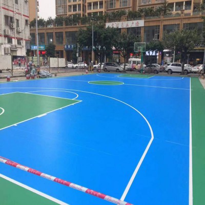 富特乐厂家专业承接网球场 蓝球场排球场丙烯酸地面施工画线